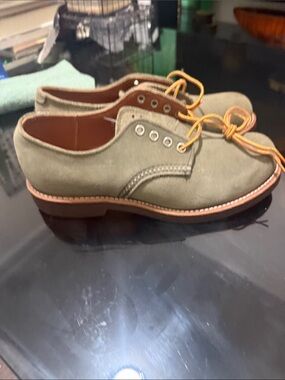 Men's Red Wings Olive Suede Derby Shoes with Contrast Laces